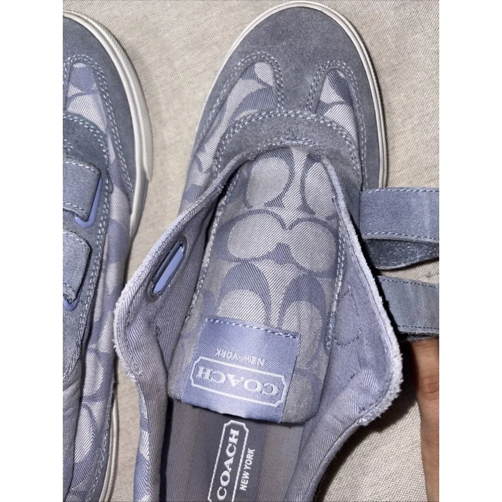 Coach Priya Signature Suede Trim Hook Loop Canvas Sneakers in lilac Size‎ 8 US